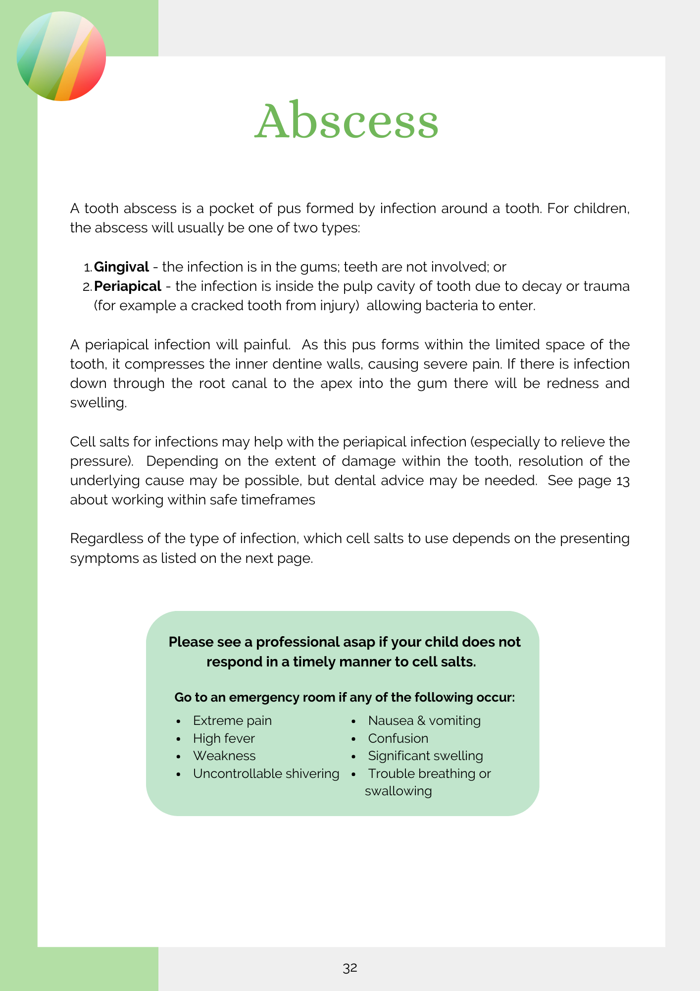 Cell salts for Healthy children's teeth - Abscess