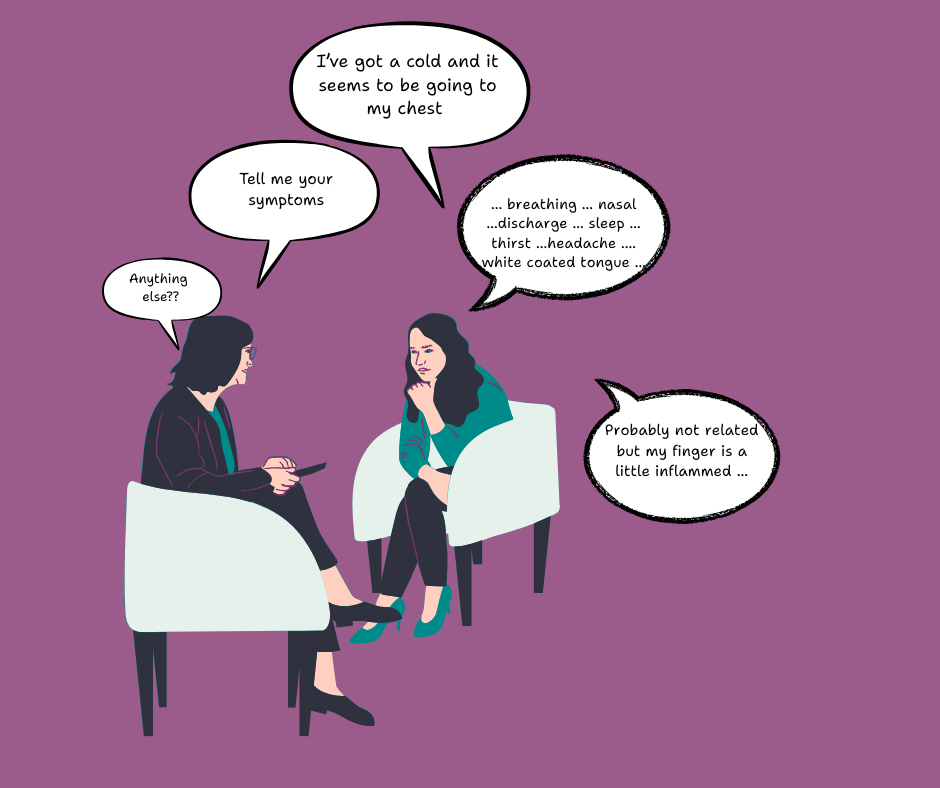 Homeoopath taking the case of client